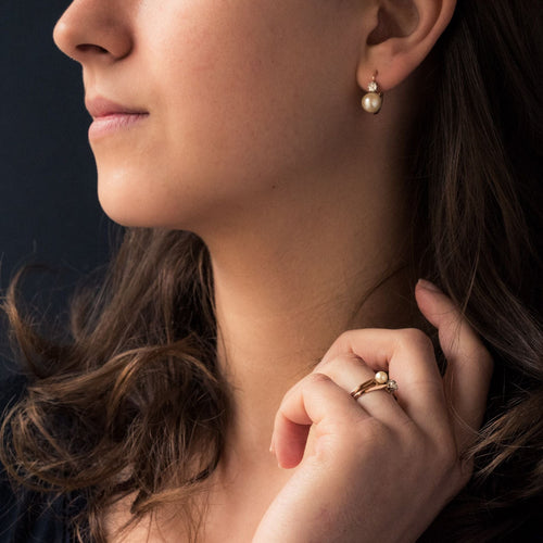 Boucles d'oreilles Parure ancienne perles fines et diamants 58 Facettes 19-614