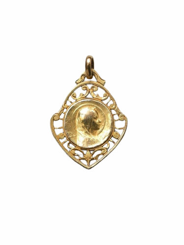 Pendentif Médaille ancienne Vierge Marie en or, Art Nouveau 58 Facettes