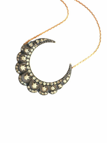 Collier Collier croissant de lune or et diamants 58 Facettes