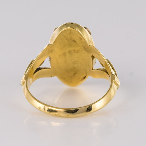 Bague 52 Bague ancienne émail bleu perles fines et diamants 58 Facettes 17-094-52-1