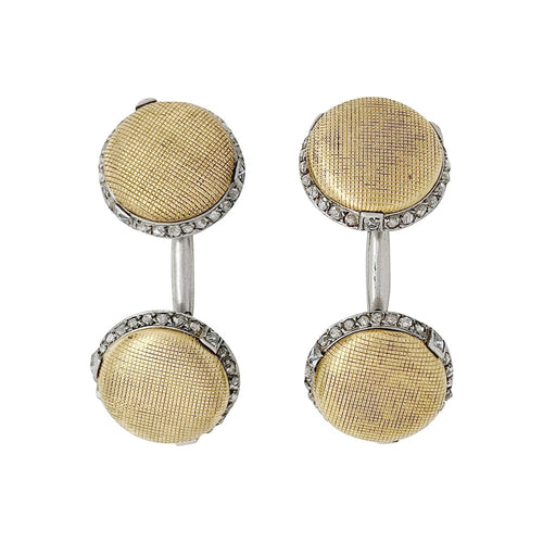 Boutons de manchette Boutons de manchette Cartier en platine, or jaune et diamants. 58 Facettes 30134