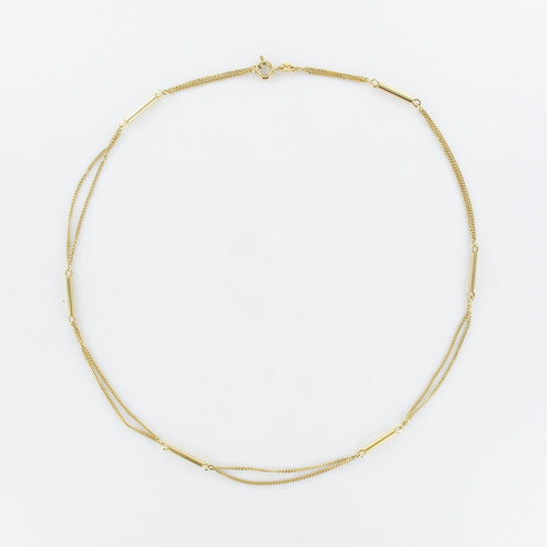 Collier Chaîne double en or maille gourmette et batonnets 58 Facettes 20-041B