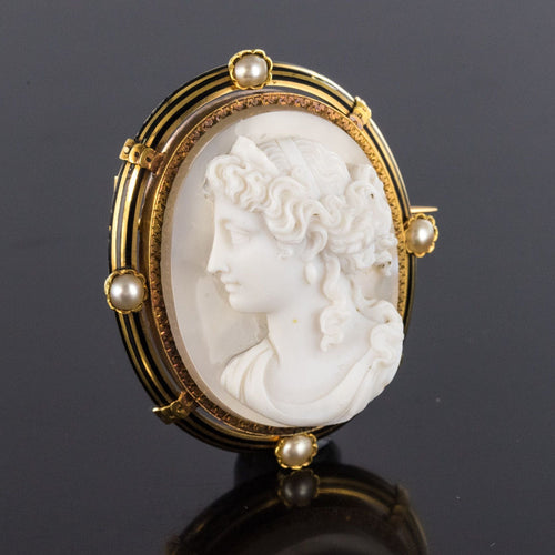 Broche Broche ancienne Camée sur Agate et Perles fines 58 Facettes 99-327