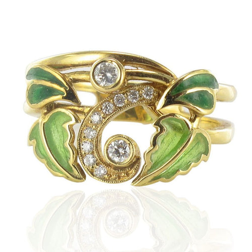 Bague 52 Bague diamants et émail or jaune 58 Facettes 14-281-8416201-54