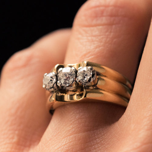 Bague 51 Bague tank or jaune 3 diamants 58 Facettes 20-153-54
