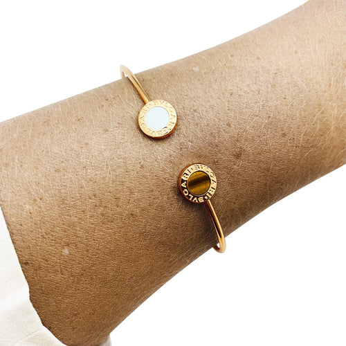 Bracelet Bracelet Bulgari, "Bulgari-Bulgari", or rose, oeil de tigre et nacre. 58 Facettes 30594
