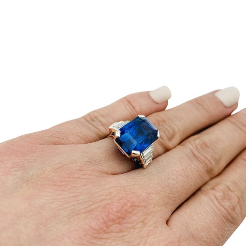Bague 51 Bague saphir et diamants, monture platine. 58 Facettes 30225