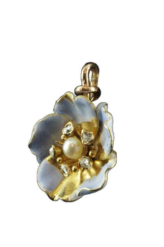 Pendentif Pendentif fleur émail et diamants 58 Facettes 16551