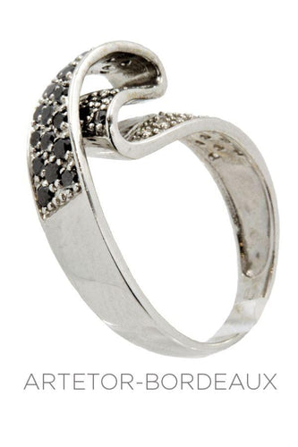 Bague 51 Bague diamants noirs et blancs 58 Facettes 12531