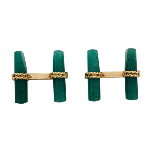 Boutons de manchette Boutons de manchette Van Cleef & Arpels en or jaune et aventurine verte. 58 Facettes 28164