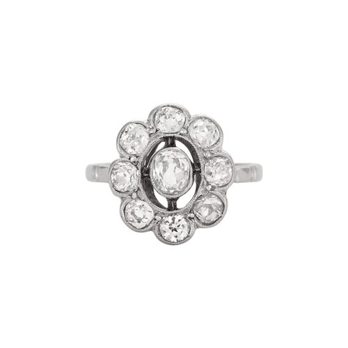Bague Bague Fleur or gris et diamants taille ancienne 58 Facettes DV0569-13
