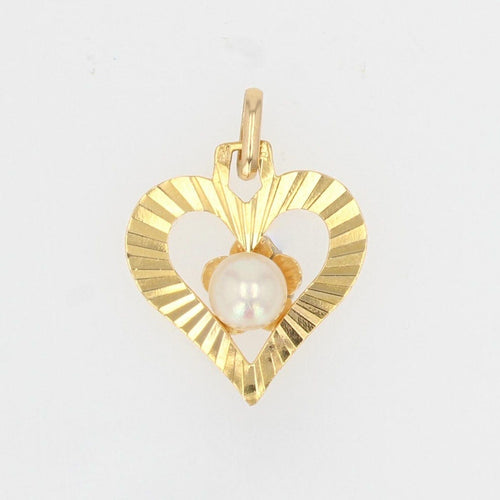 Pendentif Pendentif or jaune coeur et perle 58 Facettes 21-275A
