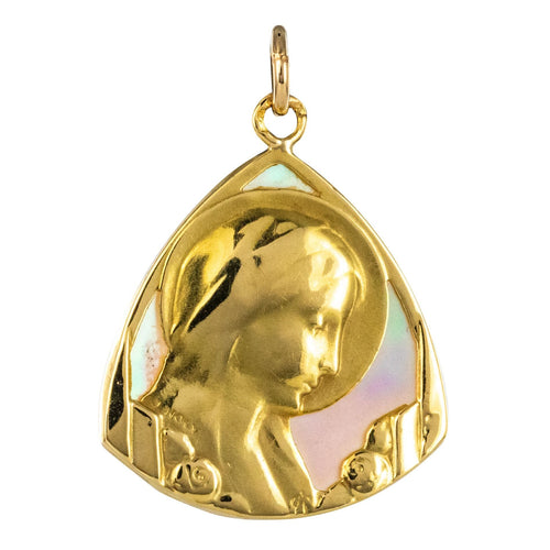 Pendentif Médaille vierge or et nacre 58 Facettes CVP14