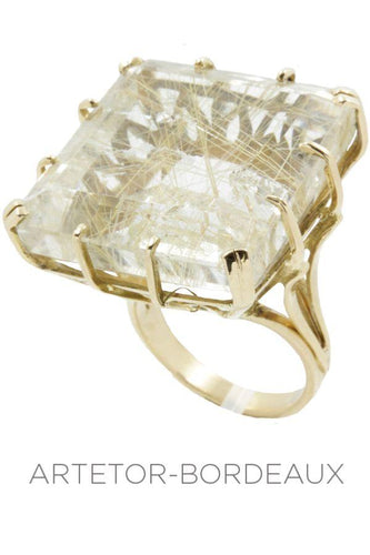 Bague 53 Bague moderne quartz rutile 58 Facettes 27391