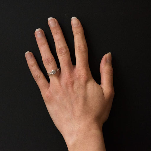 Bague 54 Solitaire diamant et diamants baguette 58 Facettes 16-060-54