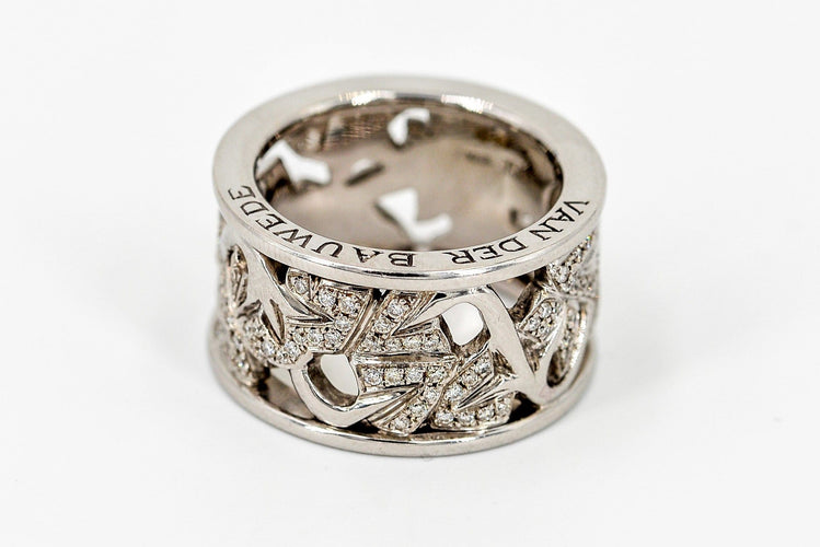 Bague 54 Van der Bauwede Bague Lierre Or blanc Diamant 58 Facettes 00044GD