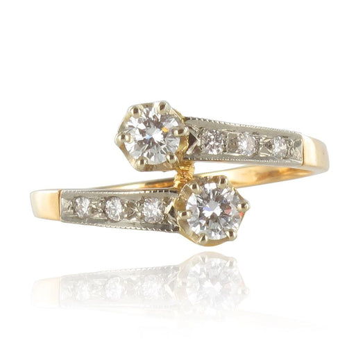 Bague 55 Bague Diamants toi et moi, or jaune et platine 58 Facettes 17-315-55-1