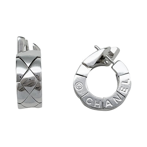 Boucles d'oreilles Boucles d'oreilles Chanel "Matelassé" en or blanc. 58 Facettes 30634
