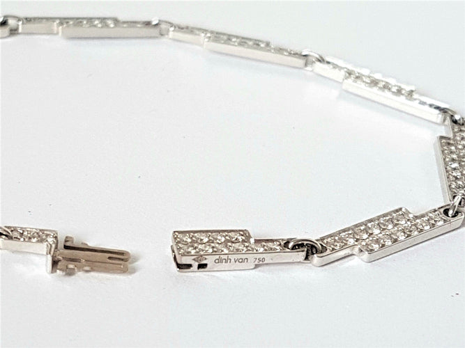Bracelet Dinh Van Bracelet Seventies Or blanc Diamant 58 Facettes 00014GD