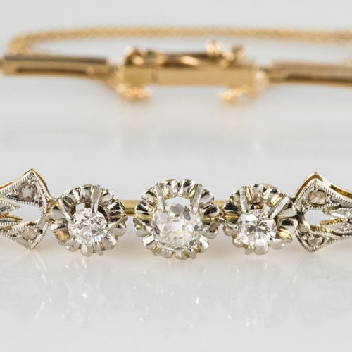 Bracelet Bracelet ancien ligne motif floral serti de diamants 58 Facettes 19-053