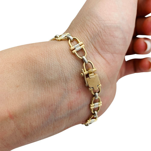 Bracelet Bracelet Cartier, "Santos", or jaune et blanc. 58 Facettes 30201