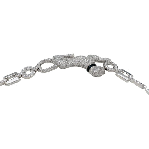 Collier Collier Cartier "Panthère" en or blanc, diamants, émeraude et onyx. 58 Facettes 29385