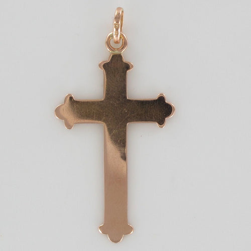 Pendentif Croix ancienne or rose ciselures florales 58 Facettes 02-067
