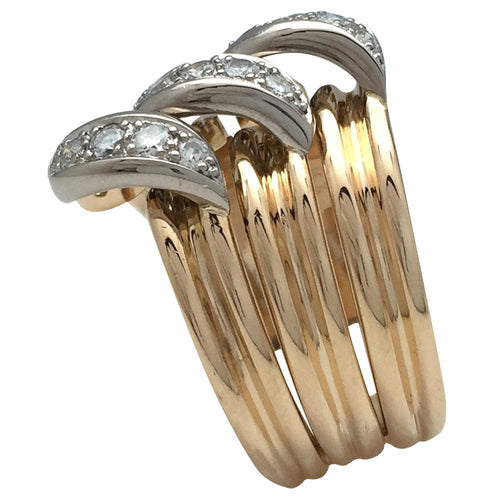 Bague 53 Bague Cartier modèle "Trille" en or jaune et blanc, diamants. 58 Facettes 27777-1