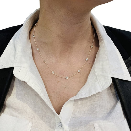 Collier Collier en or rose, 11 diamants cognacs. 58 Facettes 29614