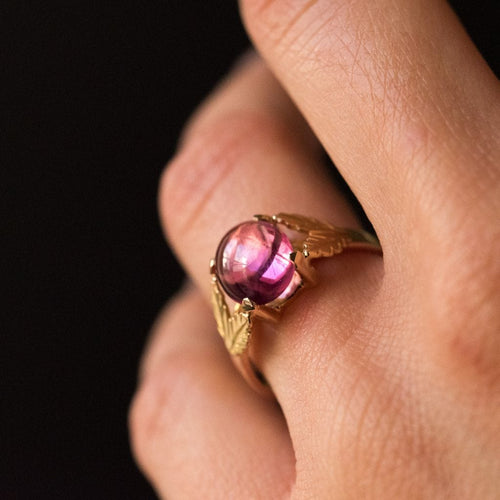 Bague 52 Bague tourmaline et feuilles d'or 58 Facettes 17-058B-52