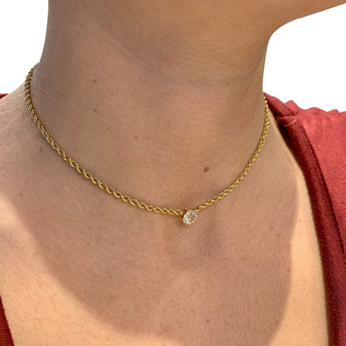 Collier Collier solitaire diamant en or jaune. 58 Facettes 30042