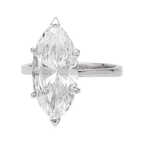 Bague 54 Bague diamant navette de 2,94 carats, platine et or. 58 Facettes 30624