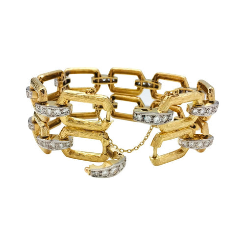 Bracelet Bracelet articulé or jaune et blanc, diamants. 58 Facettes 28487