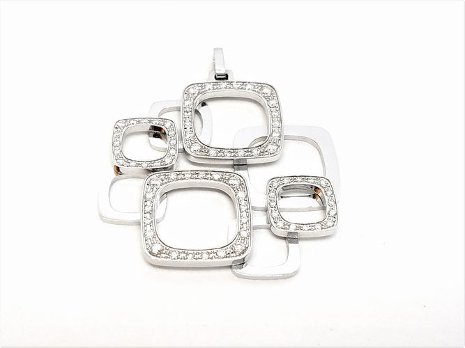 Pendentif Dinh Van Pendentif Impression Or blanc Diamant 58 Facettes 00036GD