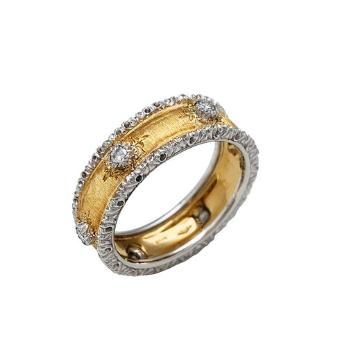 Bague 52 Alliance Buccellati 2 ors 750/000, modèle "Fusi", diamants. 58 Facettes 30247