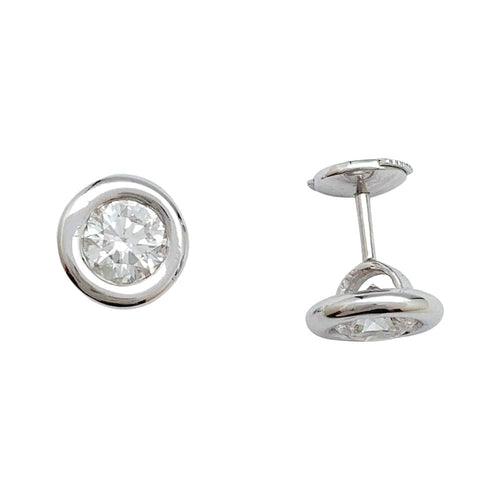 Boucles d'oreilles Puces d'oreilles en or blanc, deux diamants de 1,01 carat. 58 Facettes 29951