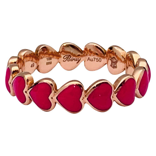 Bague 49 Bague Poiray, "Coeurs Perlés", or rose, laque rose. 58 Facettes 30336