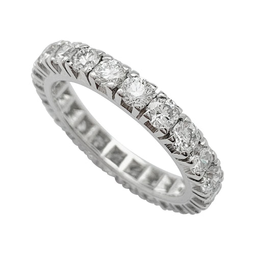 Bague 48 Alliance en or blanc, diamants. 58 Facettes 30169
