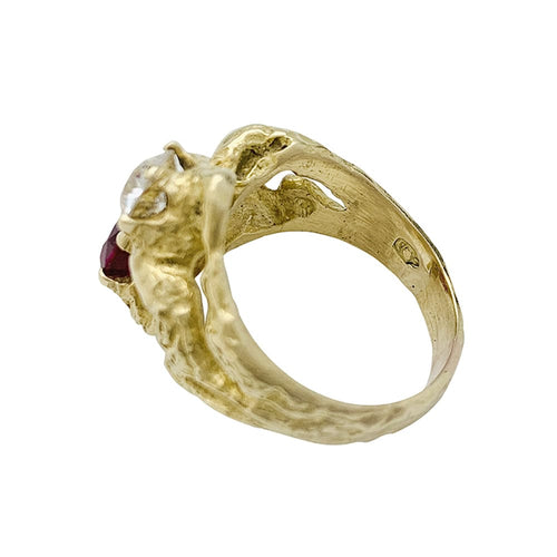 Bague 57 Bague toi et moi en or jaune, diamant et rubis. 58 Facettes 30192