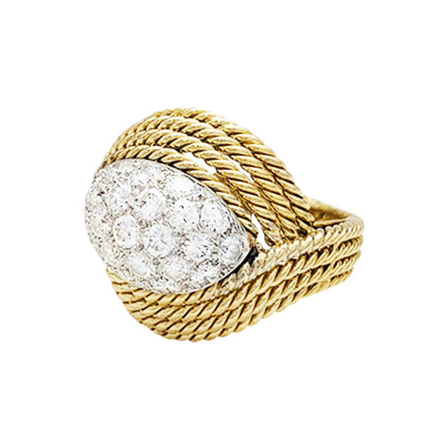 Bague 56 Bague Chanteloup en or jaune et platine, diamants. 58 Facettes 30209