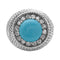 Bague 53 Bague "Dôme" en or blanc et cabochon turquoise. 58 Facettes 28499