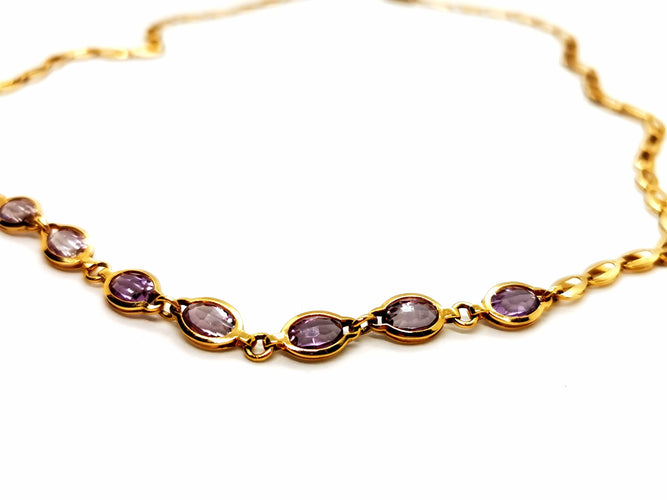 Collier Collier Ras de cou Or jaune Améthyste 58 Facettes 1139161CN
