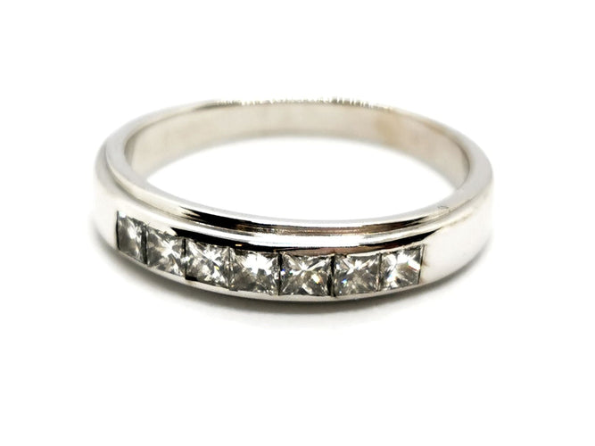 Bague 54 Bague Demie alliance Or blanc Diamant 58 Facettes 1186432CN