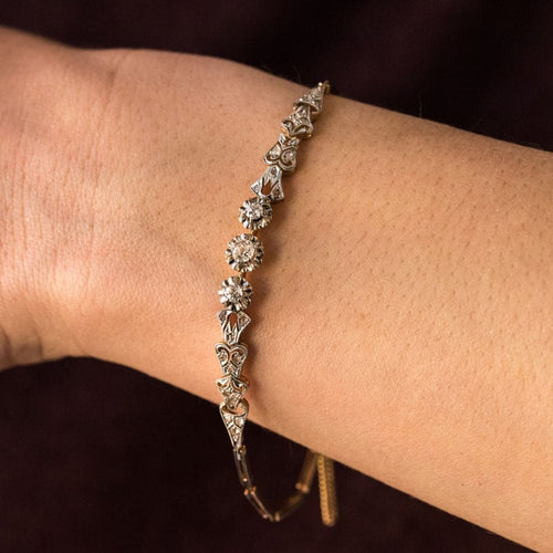 Bracelet Bracelet ancien ligne motif floral serti de diamants 58 Facettes 19-053