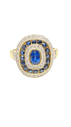 Bague Bague Style Art Déco or jaune saphirs et diamants 58 Facettes