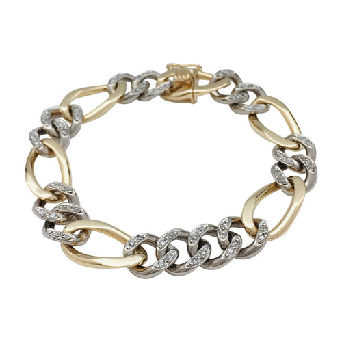Bracelet Bracelet gourmette en or blanc et jaune, diamants. 58 Facettes 30330