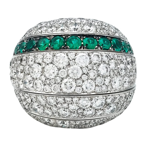 Bague 54 Bague De Grisogono, modèle "Jiya", en or blanc, diamants et émeraudes. 58 Facettes 29213