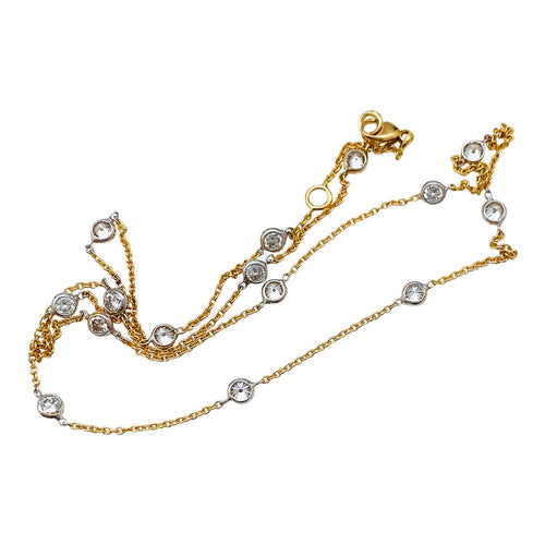 Collier Collier en deux tons d'or serti de 15 diamants en serti clos. 58 Facettes 30534