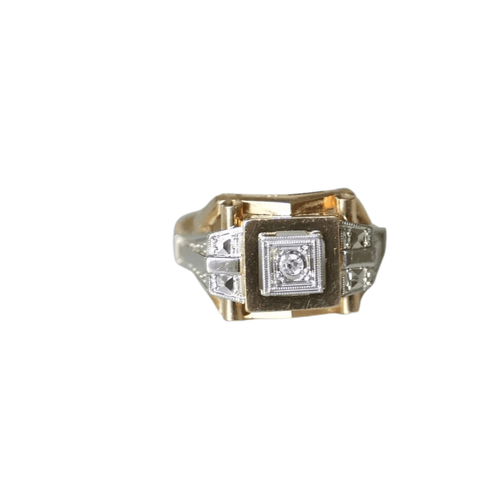 Bague 54 Bague Tank Art Déco deux ors diamant 58 Facettes