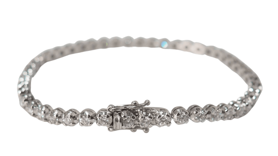 Bracelet Bracelet rivière en or blanc et diamants sertis clos 58 Facettes 31743